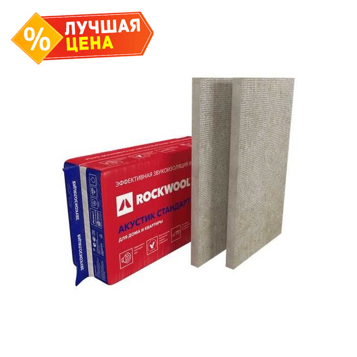Звукоизоляция Роквул Акустик Стандарт 50х600х1000